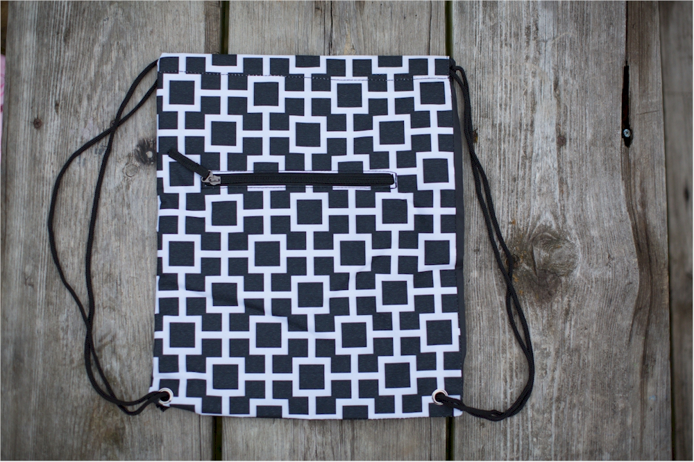 Squared Print Gym Bag Drawstring Pack Embroidery Blanks BLACK CLOSEOUT