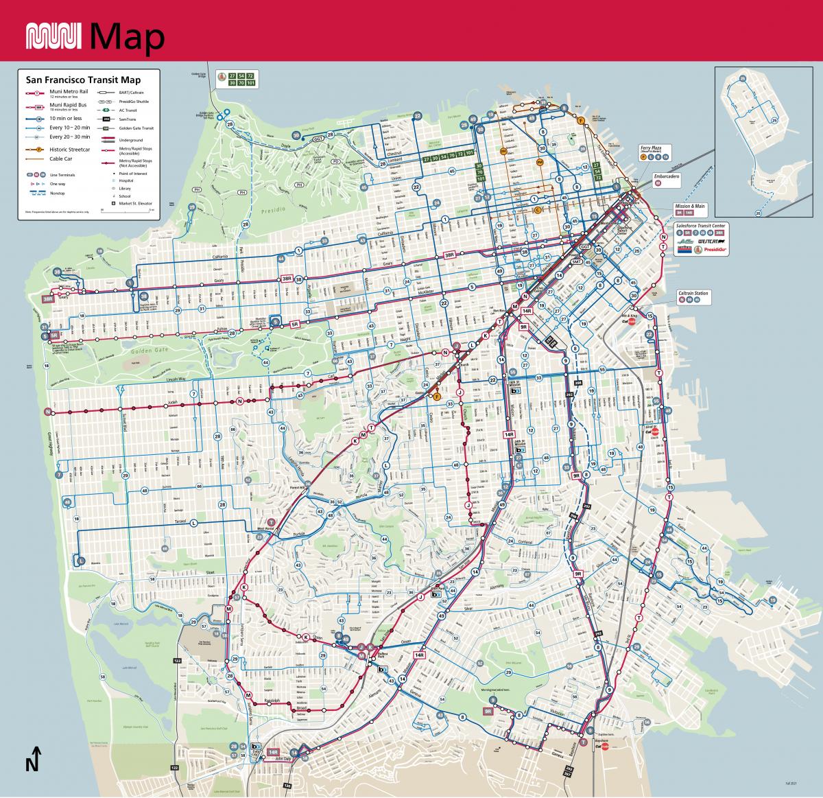 San Francisco Transit Map for August 14 Service Changes SFMTA