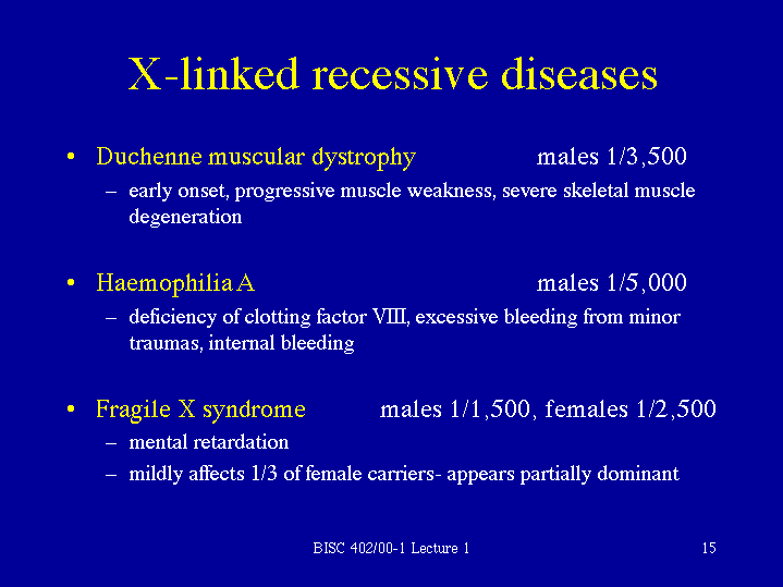Xlinked recessive diseases