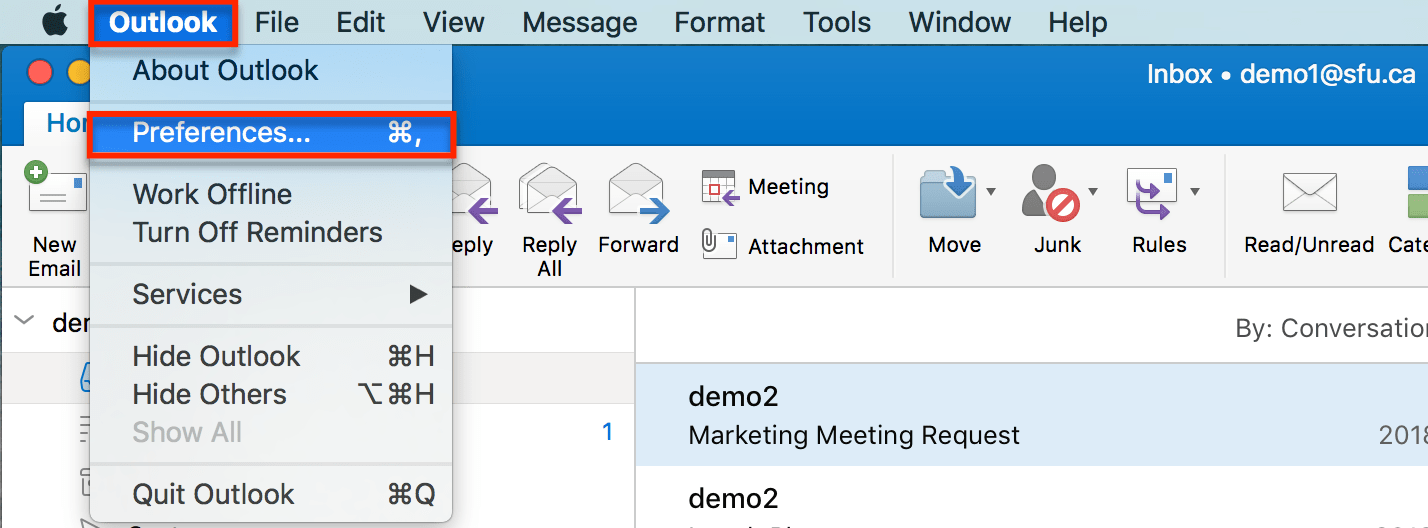 Outlook for Mac SFU Mail Simon Fraser University