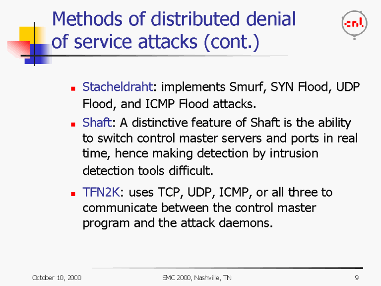 Methods of distributed denial