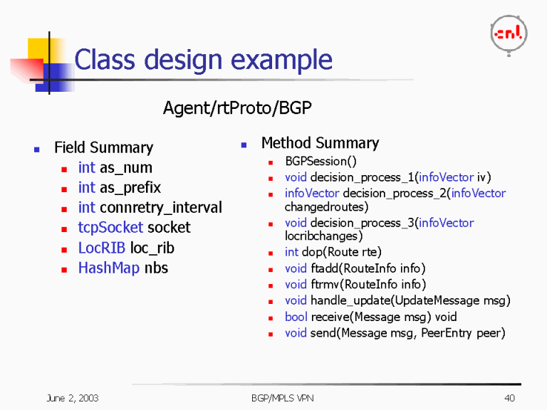 Class design example