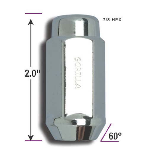 Chrome Duplex Acorn Bulge Lug Nuts 14mm X 1.5 (4 Pack) Gorilla 66147