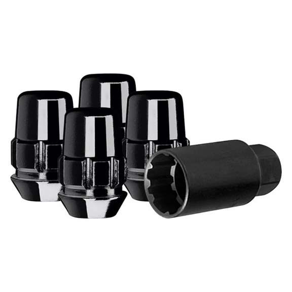 Black Wheel Locks Acorn Style 14mm X 1.5 Gorilla 71441NBC