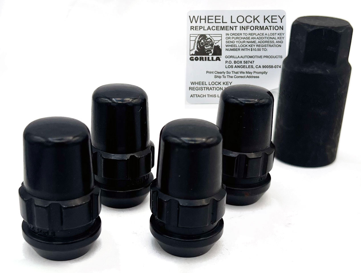 14mmx1.5 Acorn Black Wheel Locks Set Of 4 With Key Gorilla 71641NBC