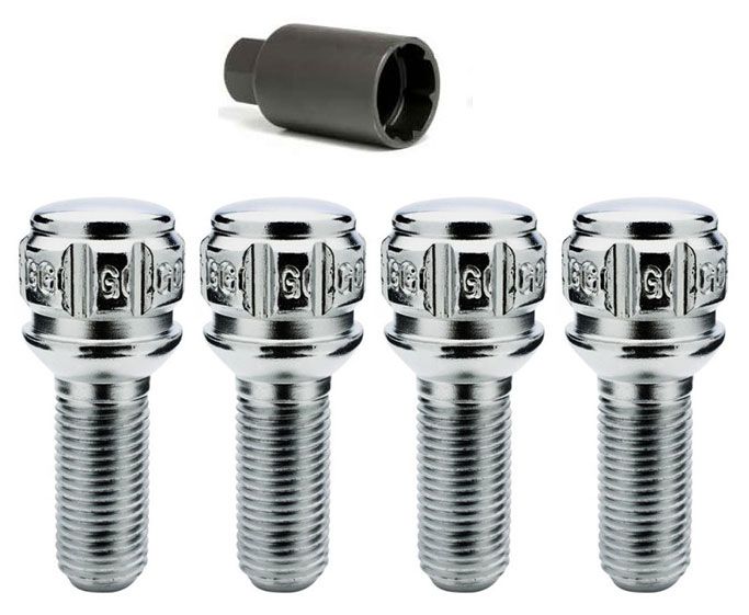 Black Wheel Bolt Locks Set Of 4 With Key 12mmx1.5 Gorilla 47179NBC