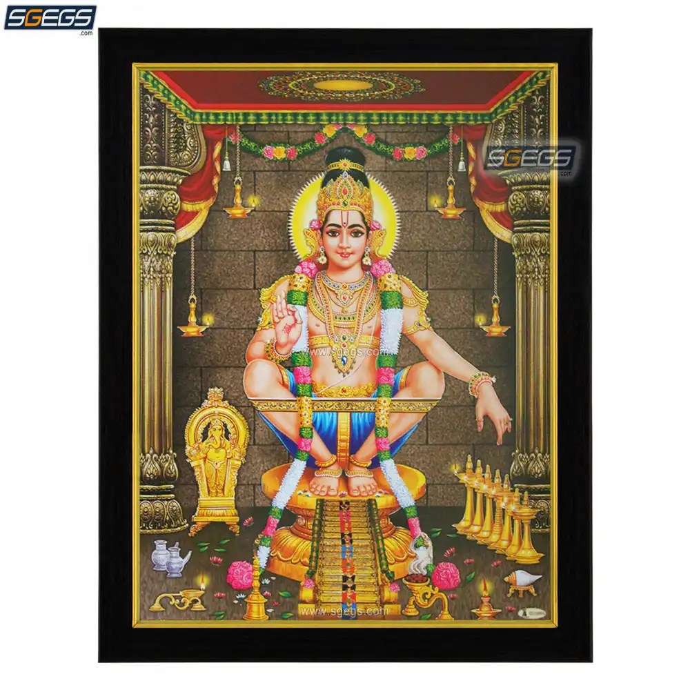 God Ayyappan Photo Frame, HD Picture Frame, Religious Framed Poster