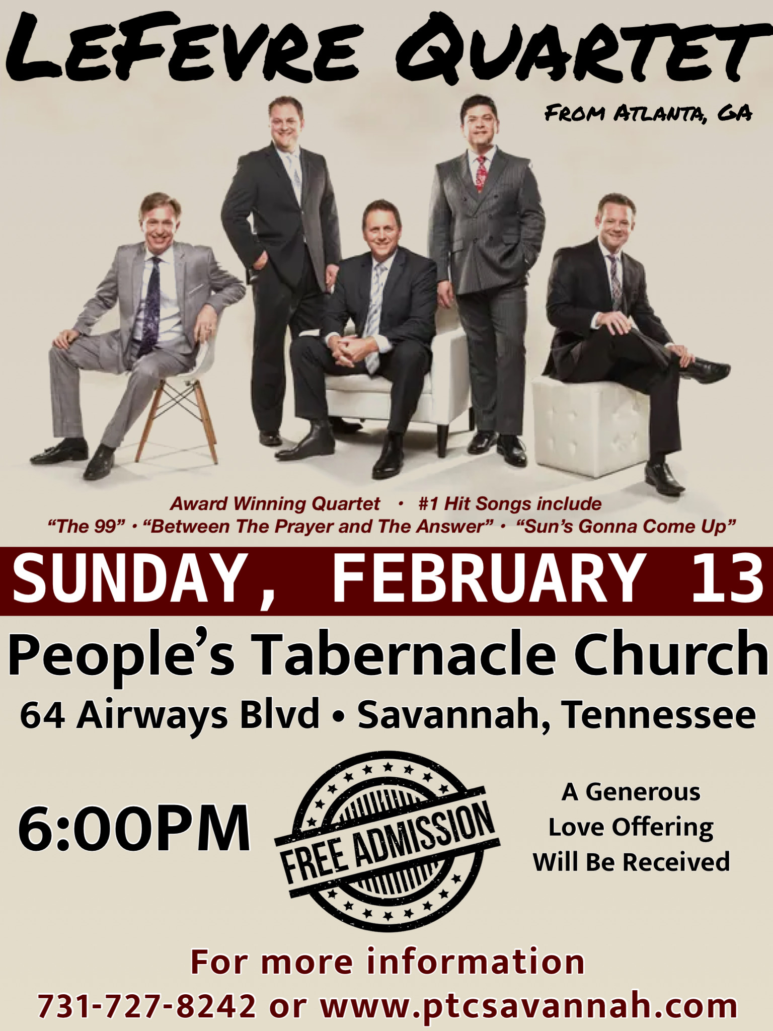 LEFEVRE QT coming to Savannah, TN Southern Gospel News SGNScoops Digital