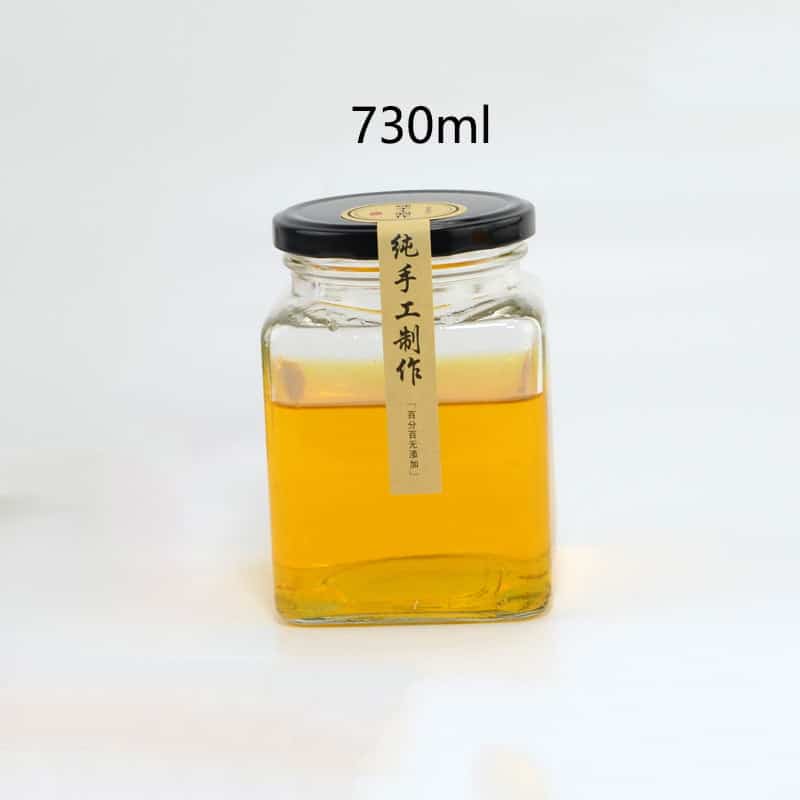 730ml square jam jar with metal lid SGSBOTTLE