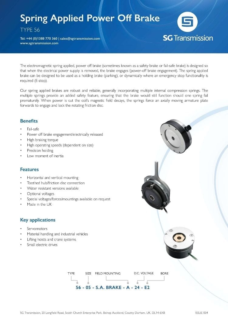 Spring Applied Power Off Brake