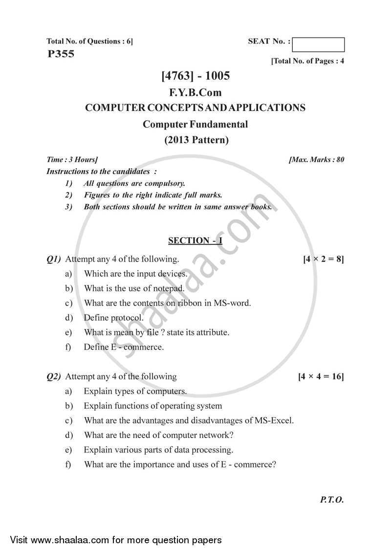 Computer Concepts and Applications 20142015 Bachelor of Commerce (B