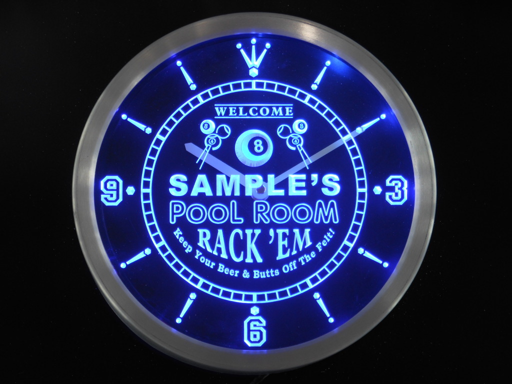 Pool Room Rack'Em Personalized Your Name Bar LED Clock [Name