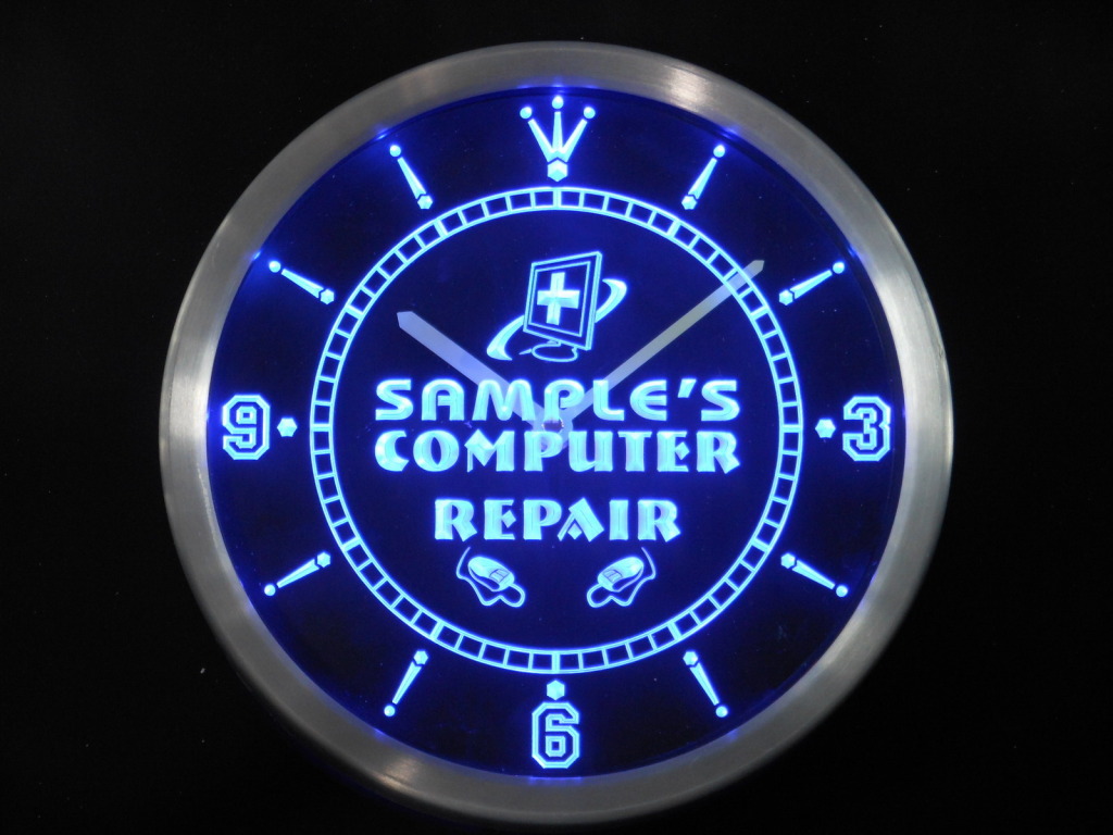 Name Personalized Custom Computer Repair Shop LED Clock [Name