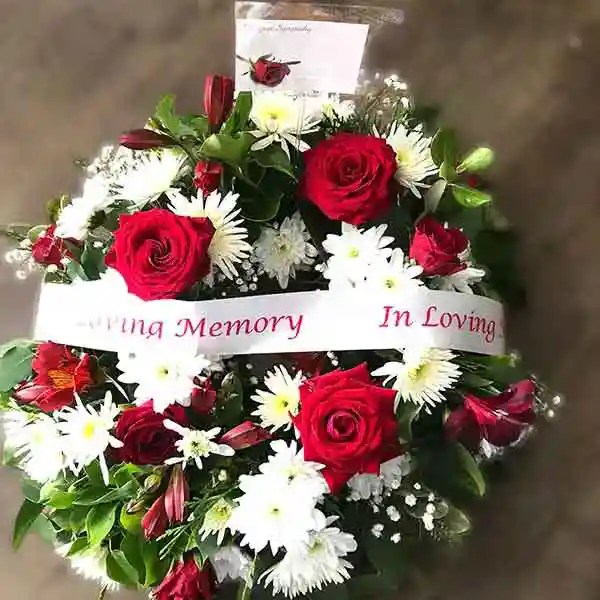 Order Round Funeral Wreath Online Shades of Bloom Floral Design