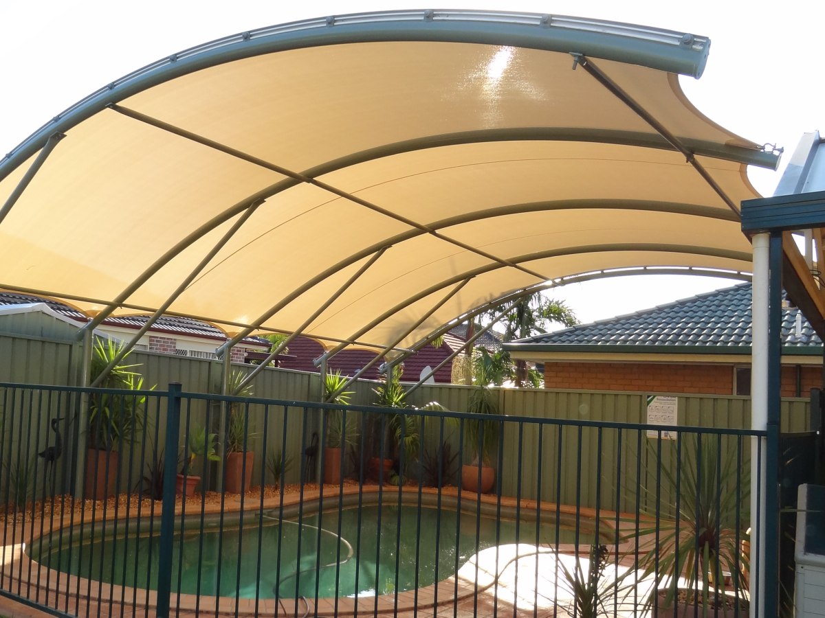A cantileverd shade structure was built over the family swimming pool at Glenmore Park.