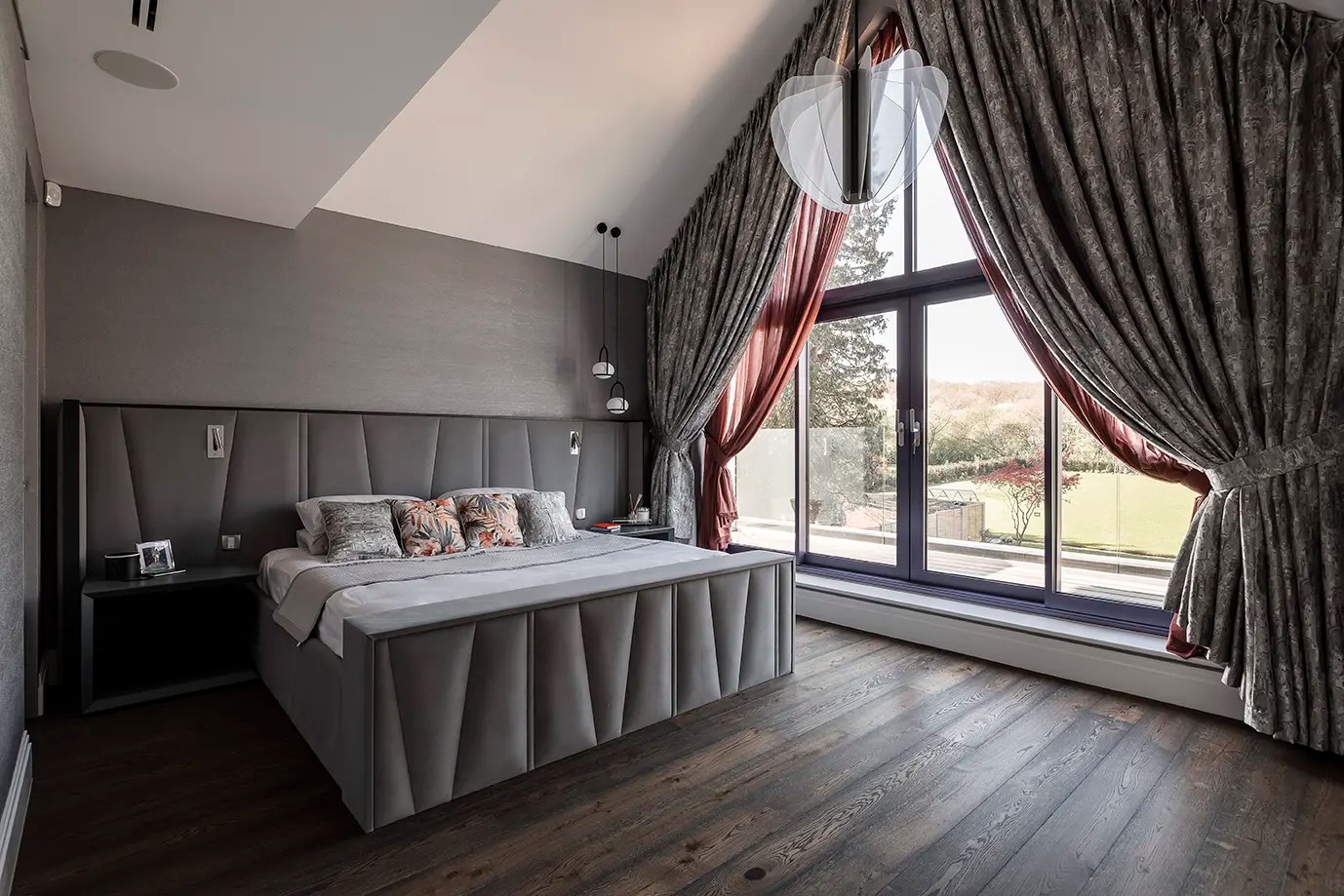 Case study Shaped Bespoke Handmade Curtains for Apex Windows in High Residential Property