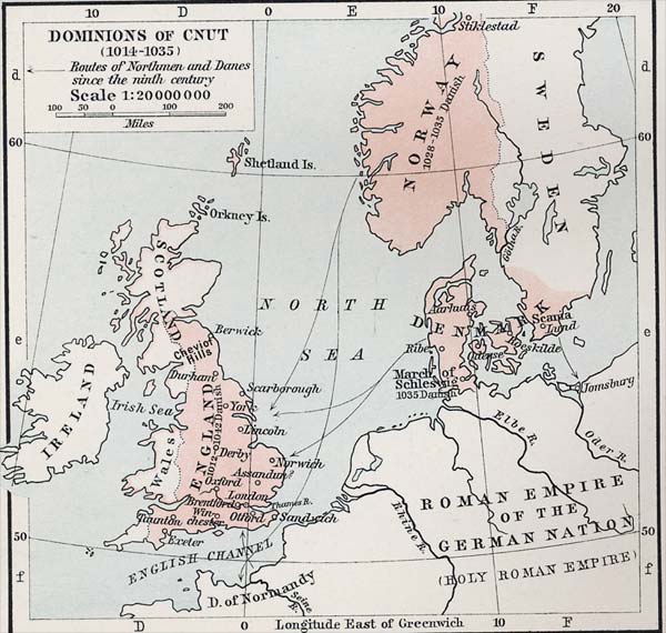 Political Medieval Maps Dominions of Cnut