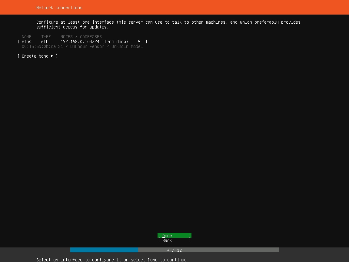 Ubuntu Server Installation Network Connections