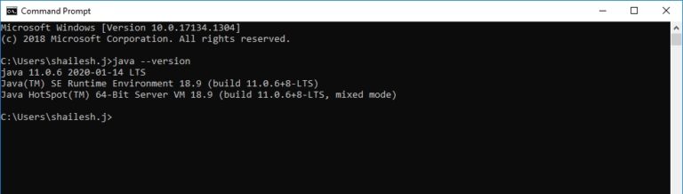 Command Prompt Check Java Version