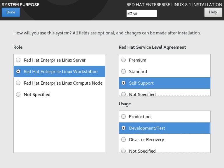 Red Hat Enterprise Linux 8 Installation System Purpose