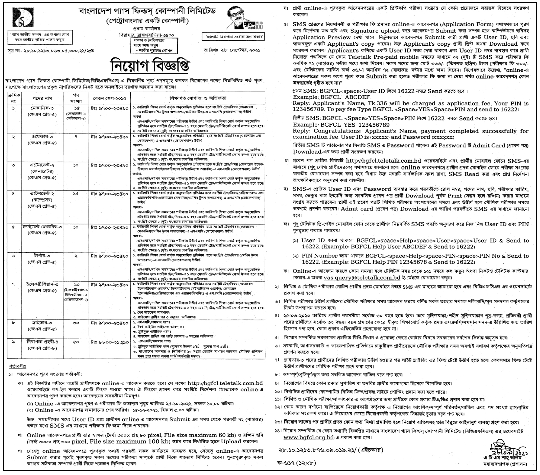 Bangladesh Gas Field Company Limited (BGFCL) Job Circular 2023 Shaju