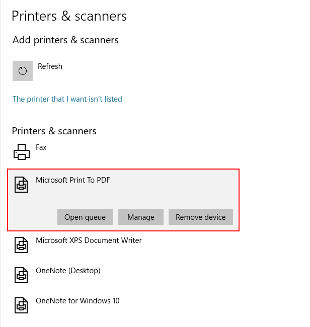 Solved PDF Printer Missing in Win 10