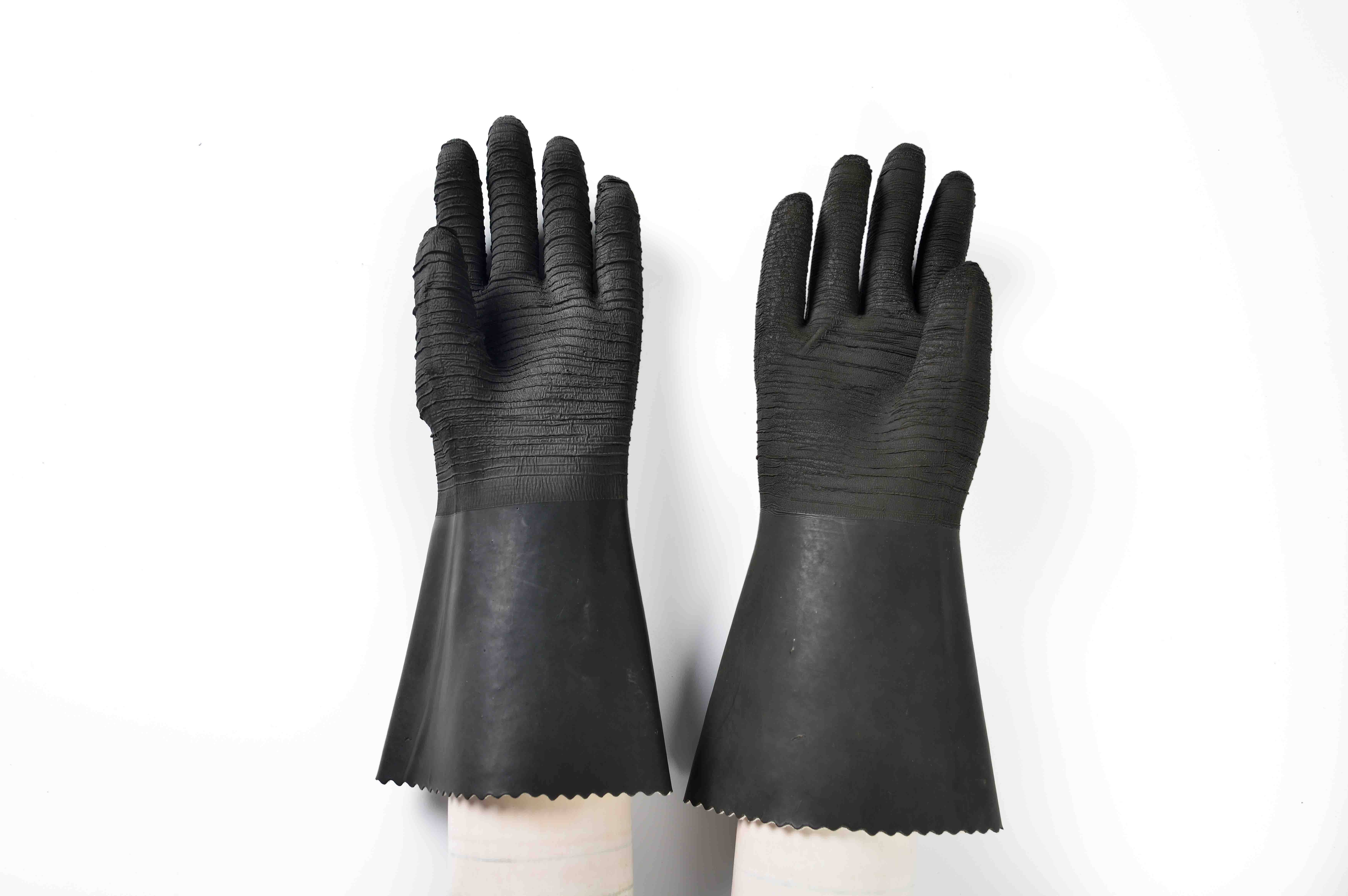 14″ rubber glove with cotton linningrough finish Shanghejia Rubber