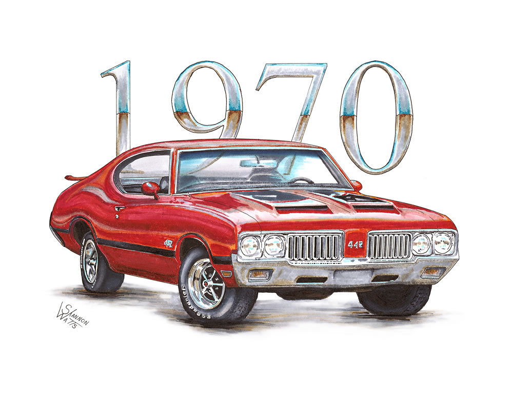 70 Oldsmobile 442 Print Shannon Watts Art & Design