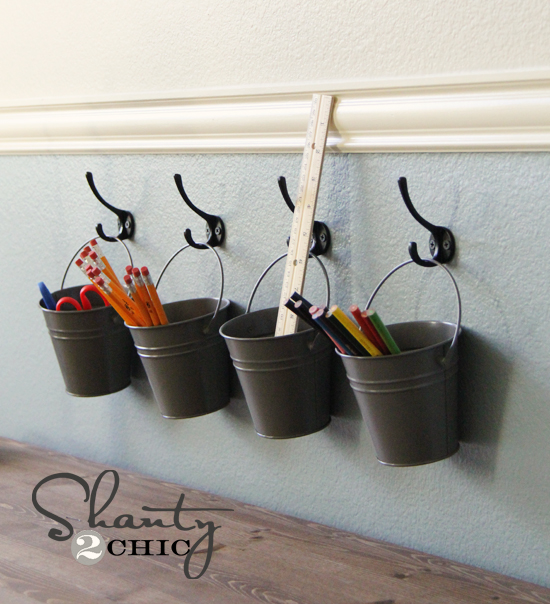 Kids Art Supply Buckets on Hooks Shanty 2 Chic