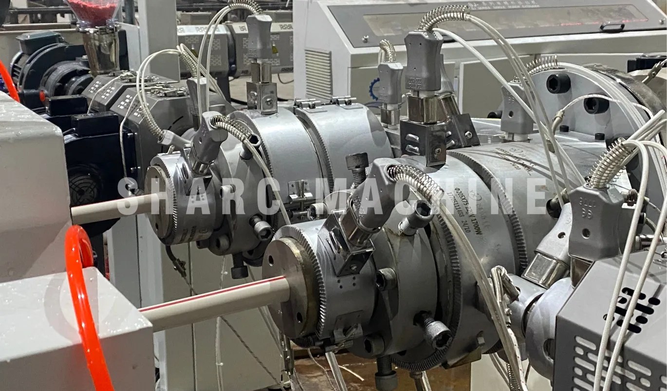 Dual output PVC pipe manufacturing machine test site SHARC