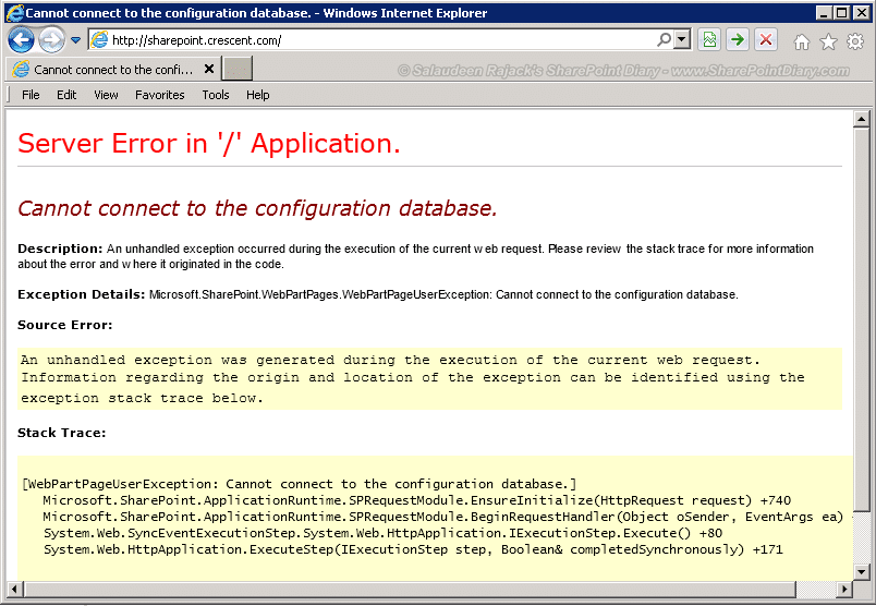 Fix SharePoint "Cannot connect to the configuration database" Error