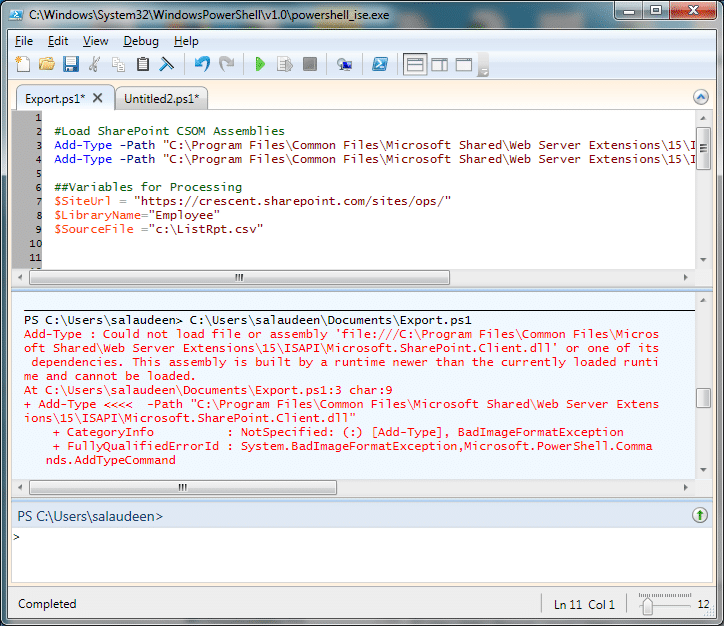 PowerShell Error AddType Could not load file or assembly 'file///C