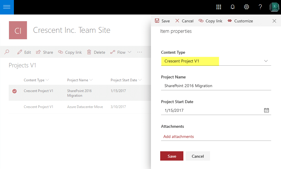 SharePoint List Content Type