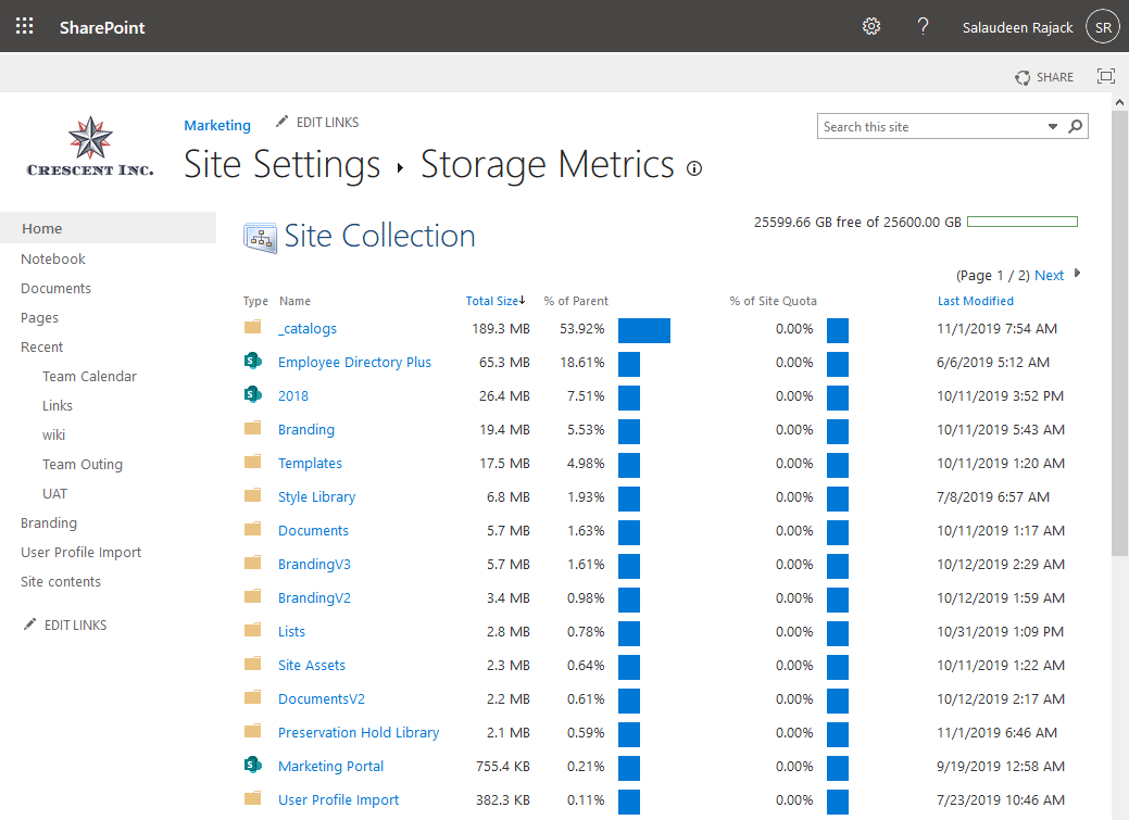 SharePoint Online Get Document Library Size using PowerShell