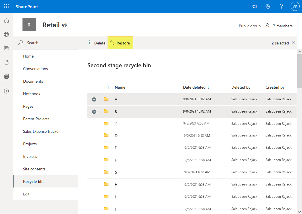 SharePoint Recycle Bin