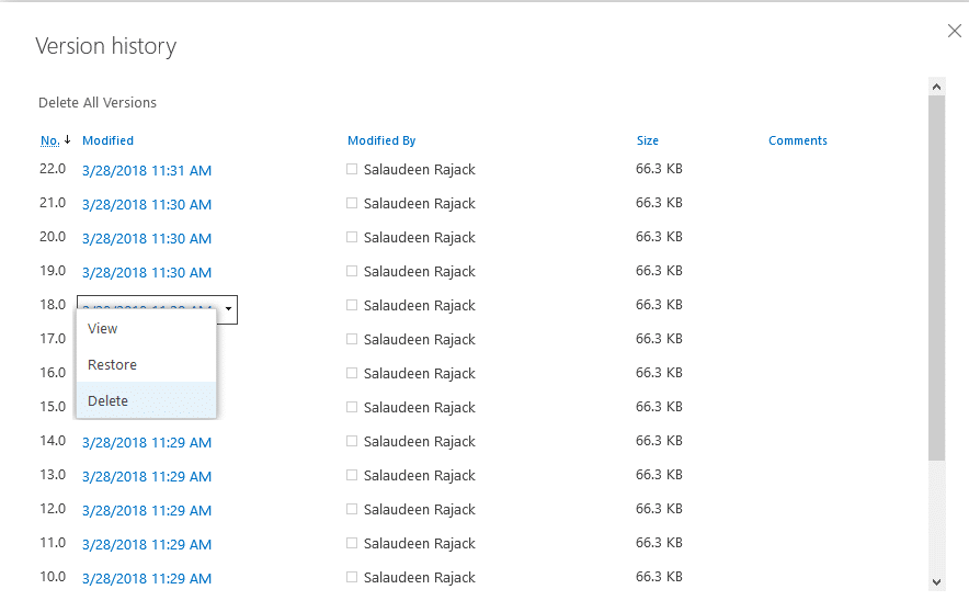 SharePoint Online Delete Version History using PnP PowerShell