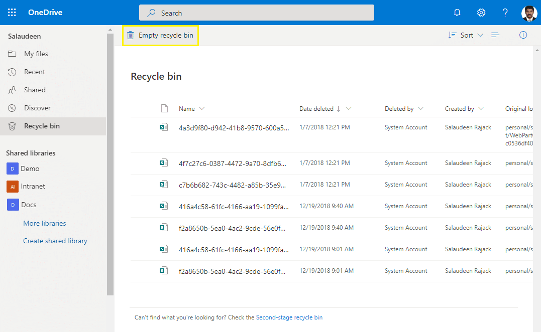 OneDrive for Business Empty Recycle Bin using PowerShell SharePoint