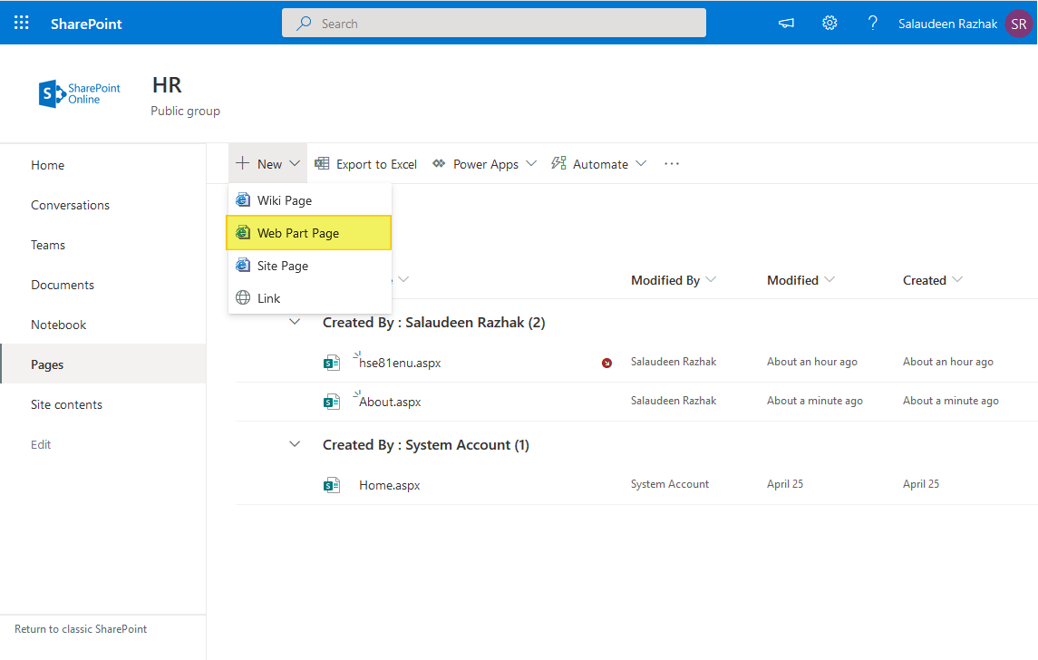 Create a  Part Page in SharePoint Online SharePoint Diary