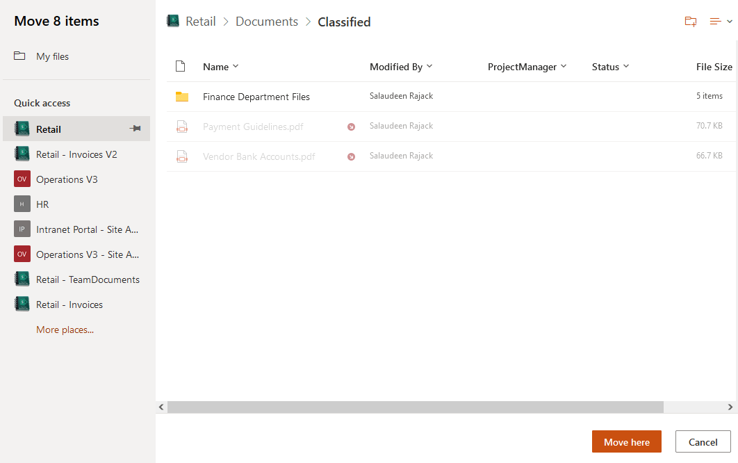 SharePoint Online Move All Files from One Folder to Another using