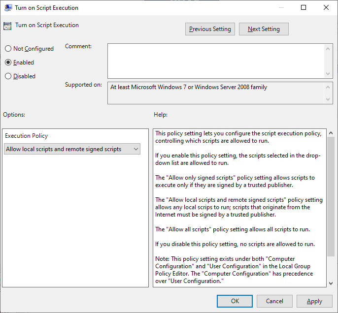 Fix for PowerShell Script cannot be loaded because running scripts is