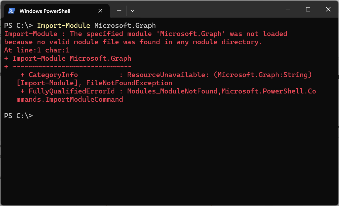 Fix "ImportModule The specified module 'Microsoft.Graph' was not