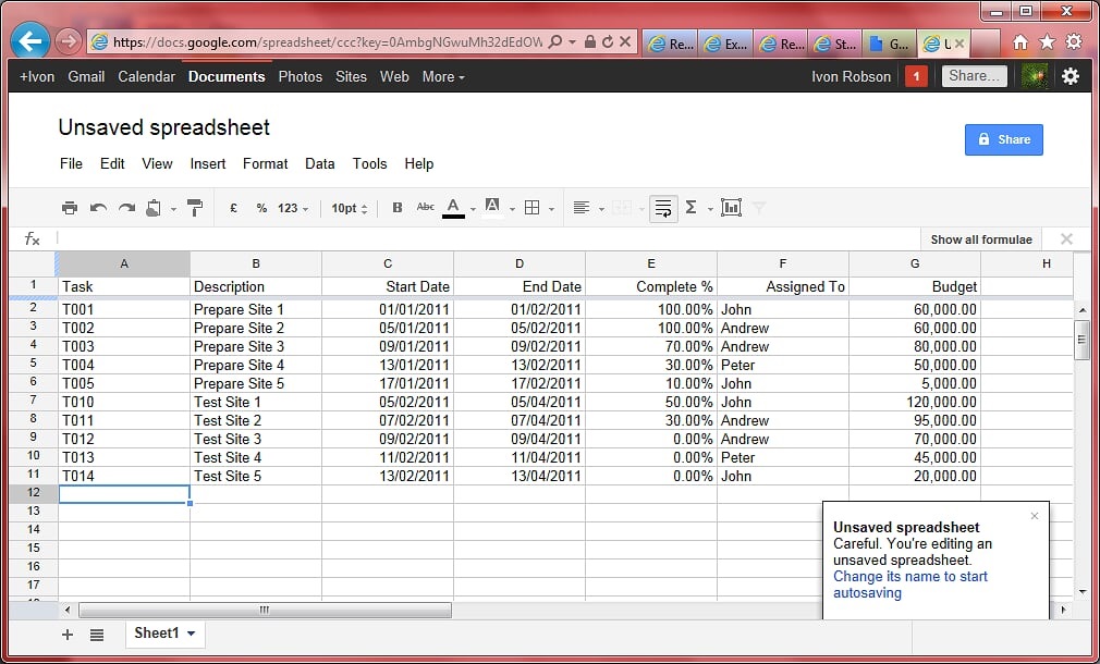 Google Docs Spreadsheets Report Integration Sharperlight