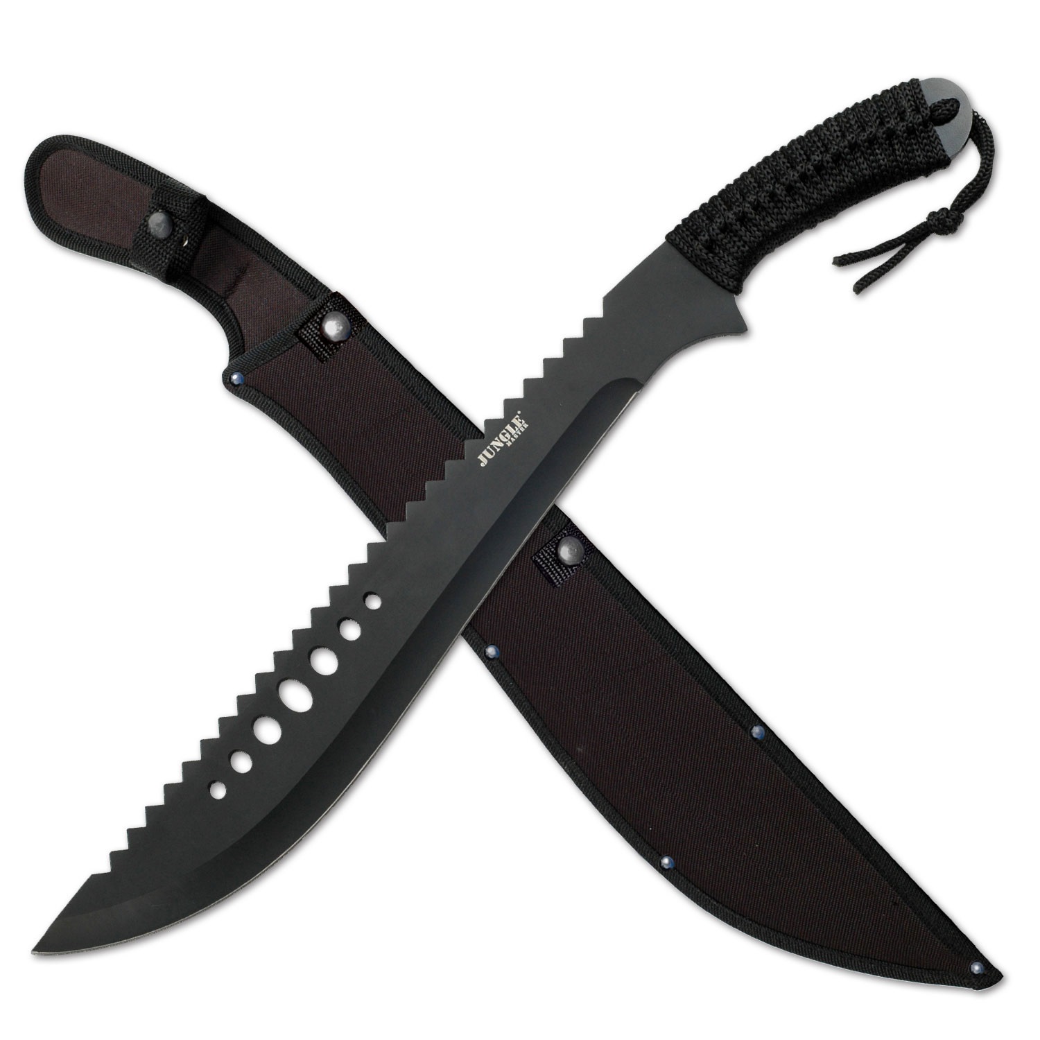 21" Full Tang Sawback Black Tactical Machete With Sheath5C2