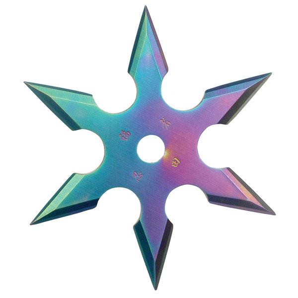6 Point Rainbow Stainless Steel Throwing Star with Pouch 4