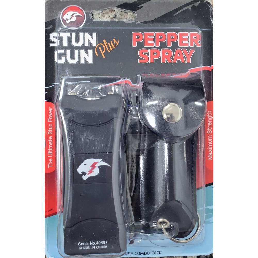 Mini Stun Gun and Pepper Spray Combo for Self Defense Blac