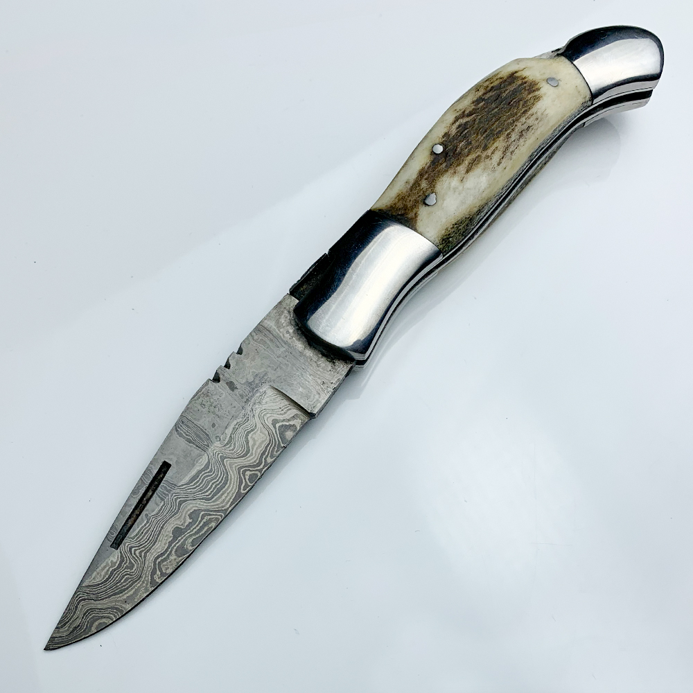 Handmade Damascus Lock Blade Pocket Knife 4" Blade4C2D049