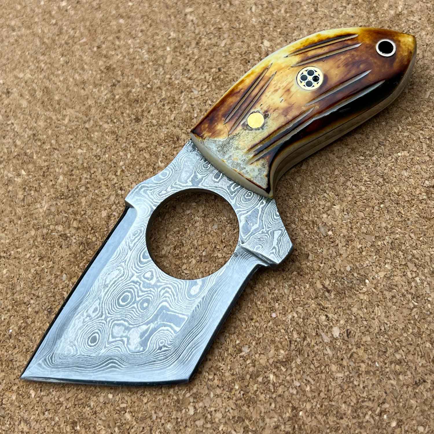 5.25" Handmade Damascus Steel Custom Tanto Punch Knife2B3D