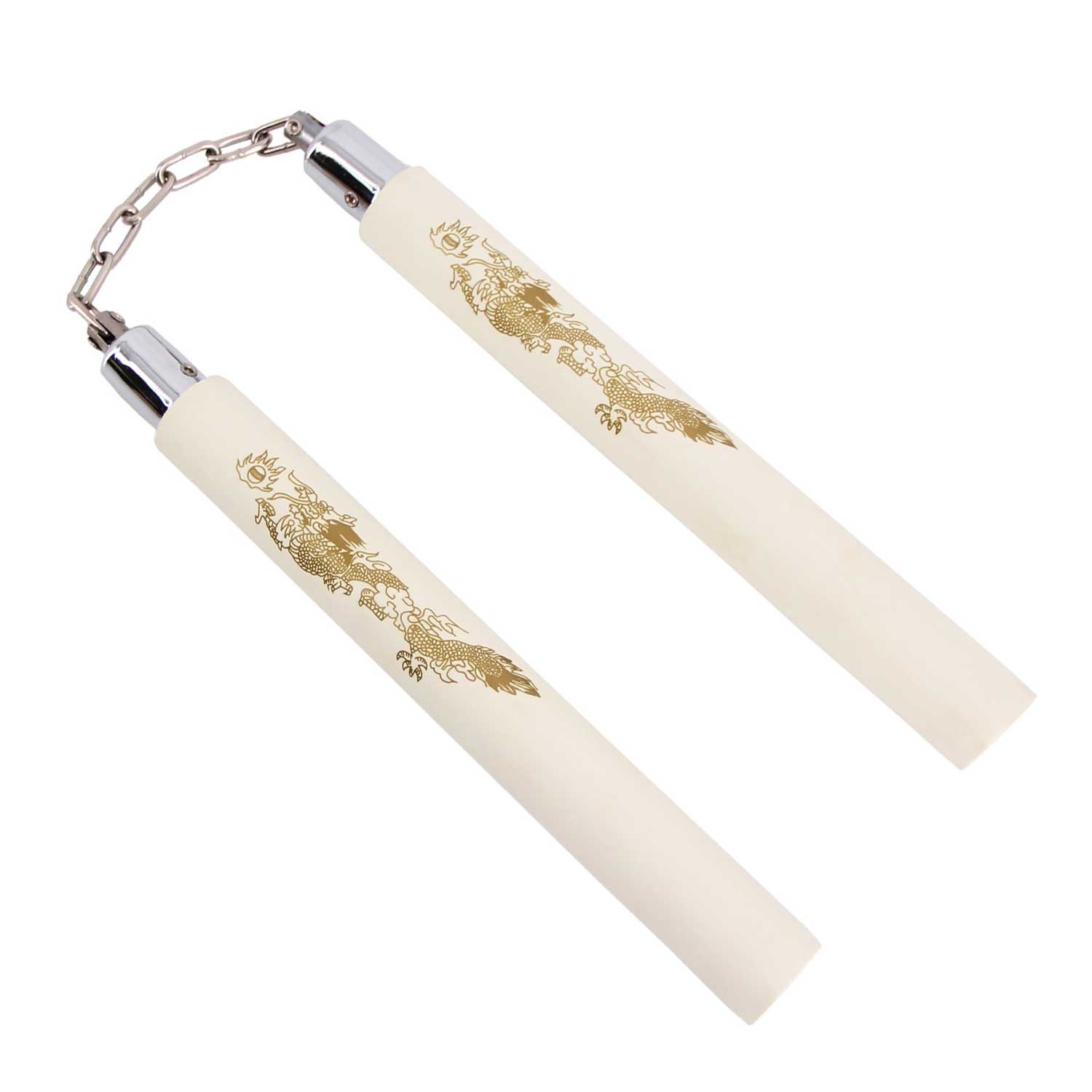 White Dragon Foam Padded Nunchaku with Steel Swivel Chain3K