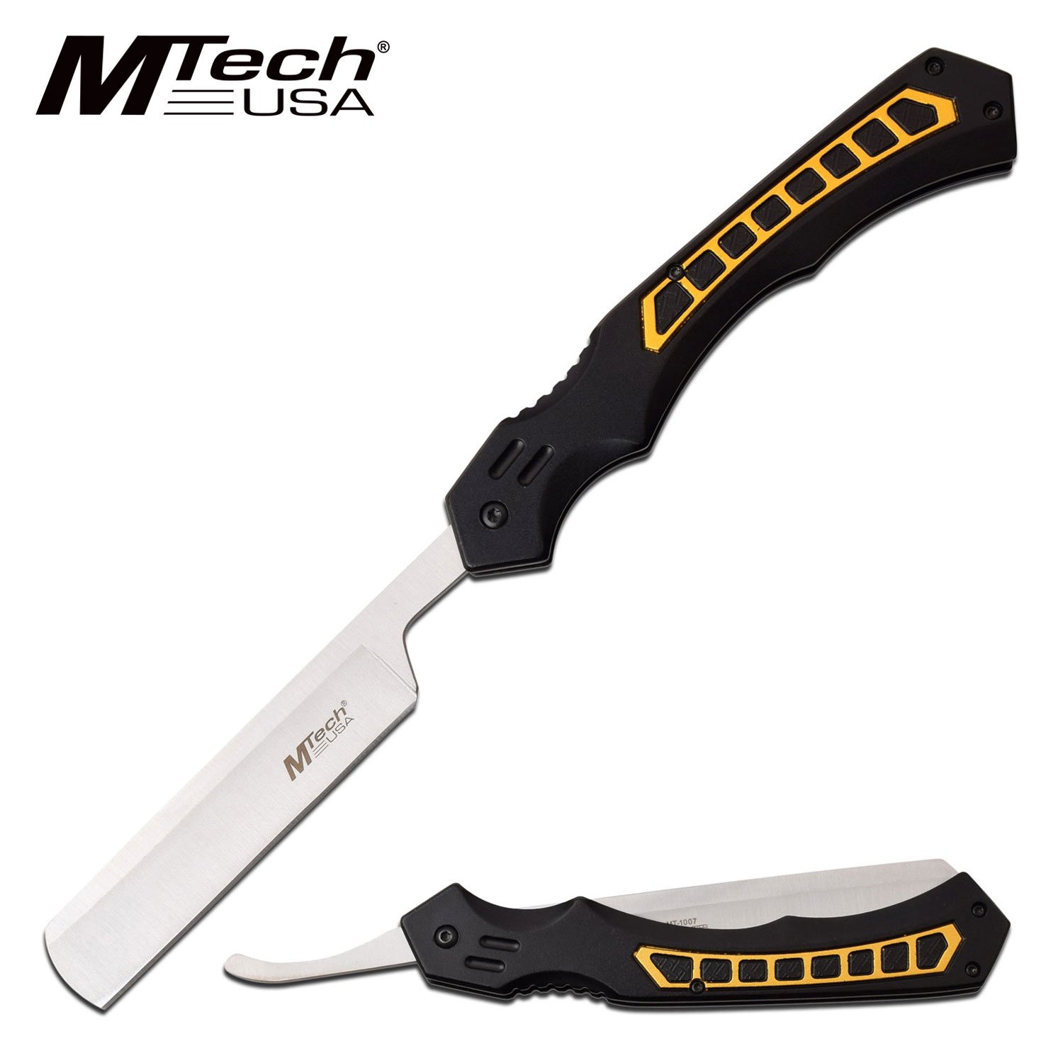Straight Razor Mtech Tactical Black Yellow Stainless Steel B
