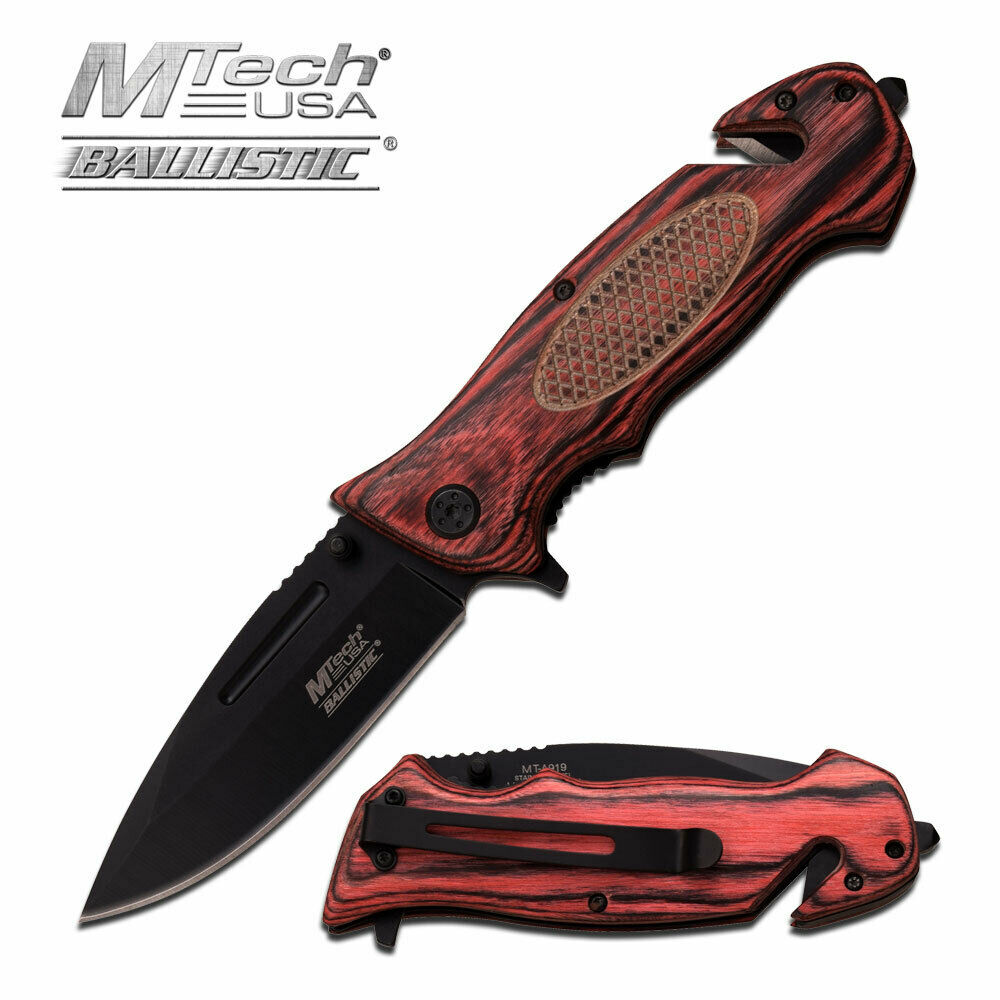 MTech Ballistic Escape Pink Pakkawood Spring Assisted Knife